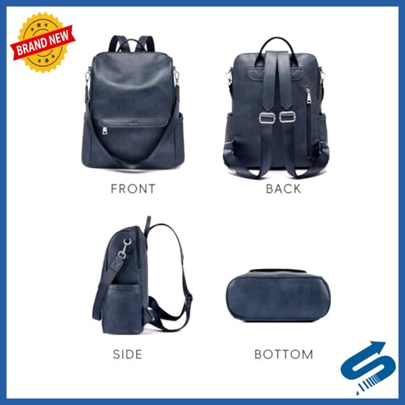 Large PU Leather Backpack Purse Anti-Theft Convertible Shoulder Bag Travel - Picture 5 of 7